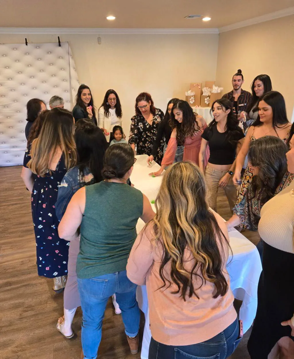 Guests enjoying baby shower games and celebration at Orangecrest Club
