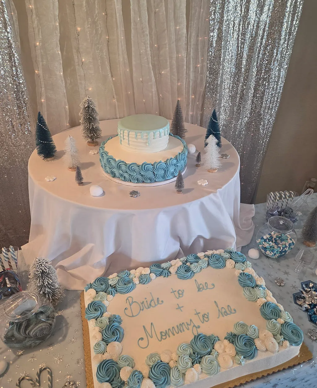 Baby shower cake and dessert display table at Orangecrest Club